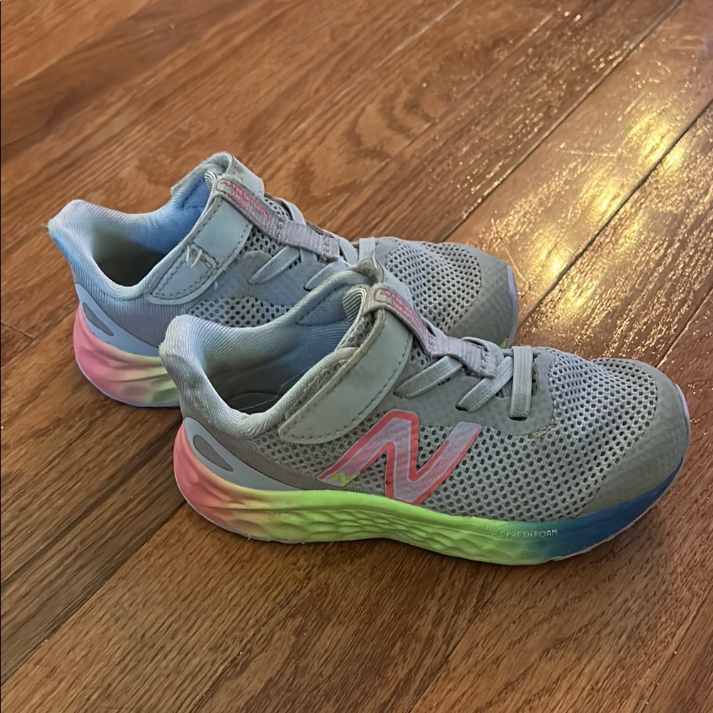 New Balance Gray Athletic Sneakers with Rainbow Cushioned Sole